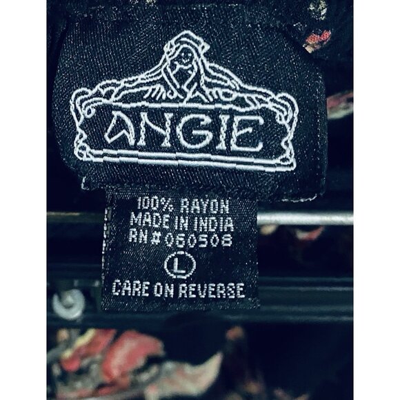 Angie Pants Womens Large Black Floral Joggers Pull On Boho Peasant Festival - Picture 5 of 7